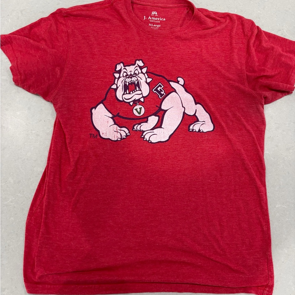 Fresno Bulldogs Logo College J. America Vintage Red Tee Men’s XL Vintage